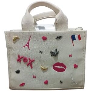 Rare Betsey Johnson Nora Embossed Paris Charm Mini Tote